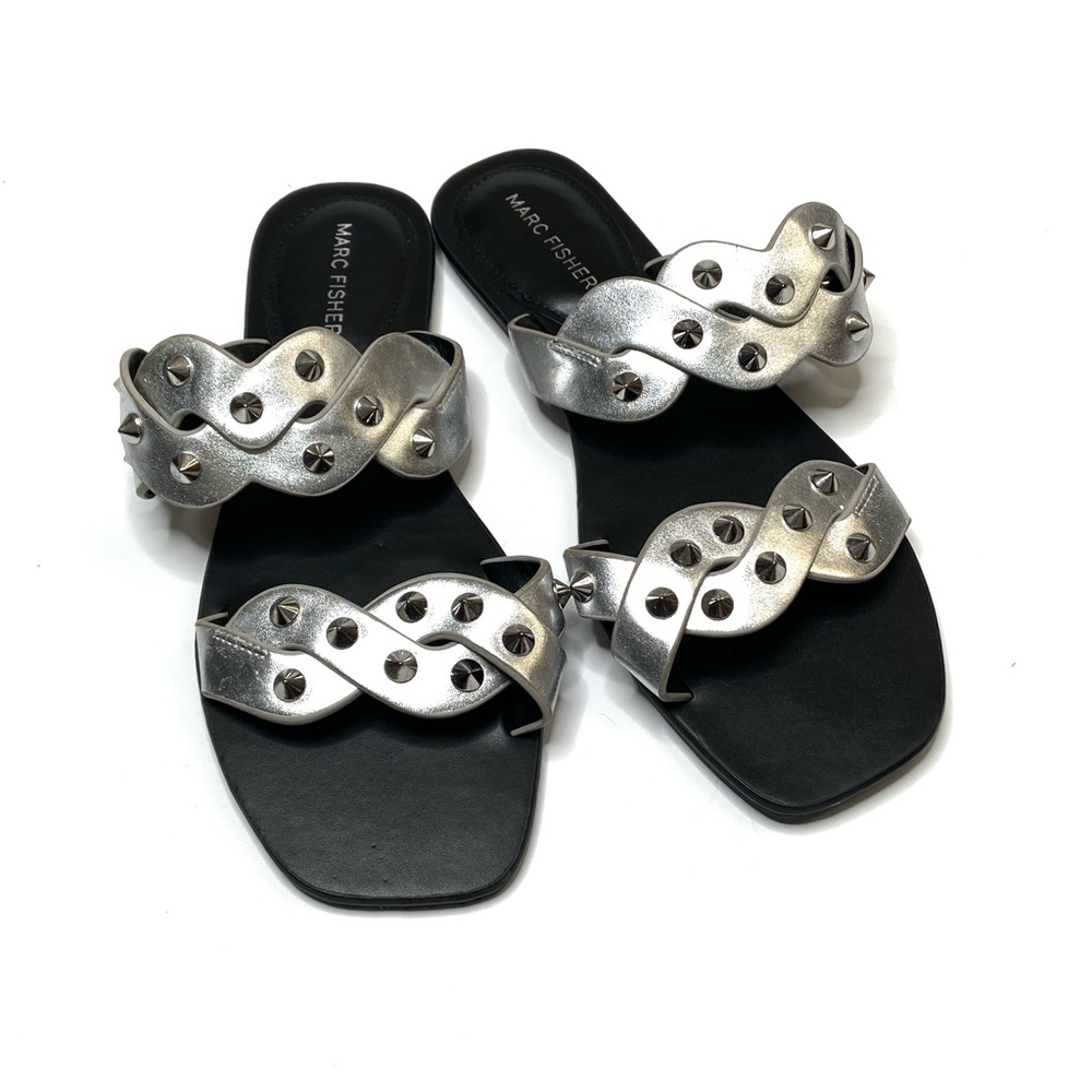 MARC FISHER Bodil Silver Studded Slide Sandal - Picture 13 of 16